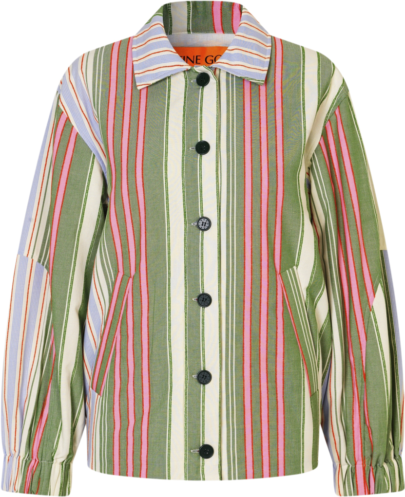 2363 Striped Cotton, Oversized Utility Workwear Jacket